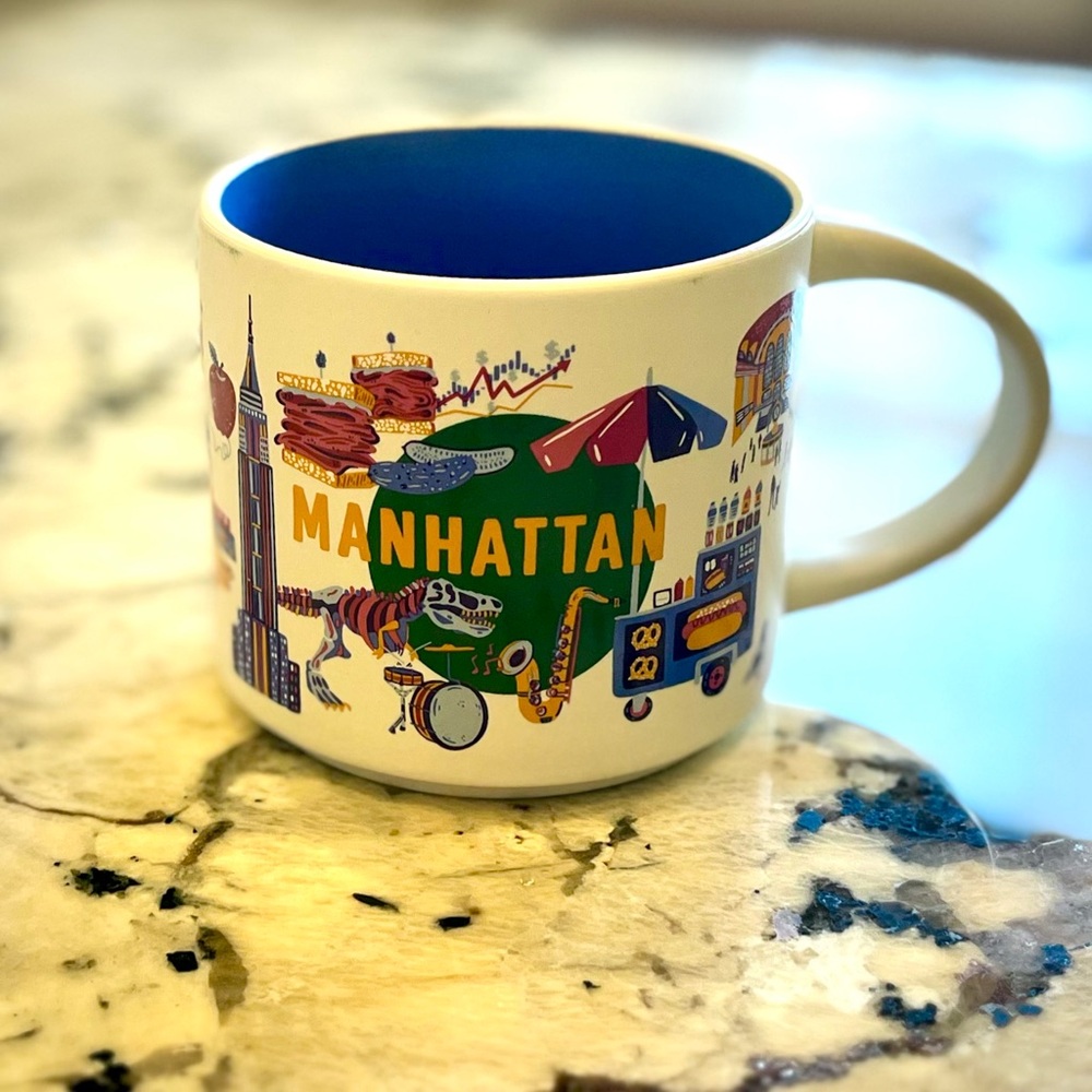 NIB Starbucks Discovery Manhattan Mug - Blue Interior